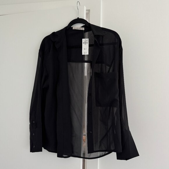 Abercrombie Long-Sleeve Sheer Button-Up Shirt - Picture 2 of 3